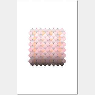 Fish scale pattern in warm peach and grey Posters and Art